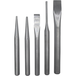 SET OF 5 CHISELS, PUNCHES, PIN PUNCHES
